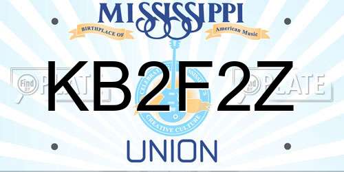 KB2F2Z Mississippi License Plate