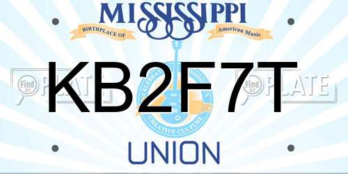 KB2F7T Mississippi License Plate