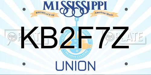 KB2F7Z Mississippi License Plate
