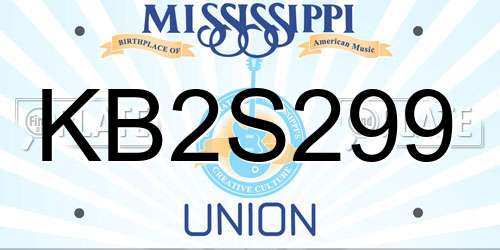 KB2S299 Mississippi License Plate