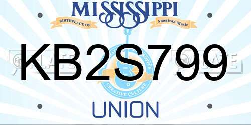 KB2S799 Mississippi License Plate