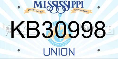 KB30998 Mississippi License Plate