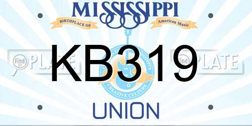 KB319 Mississippi License Plate