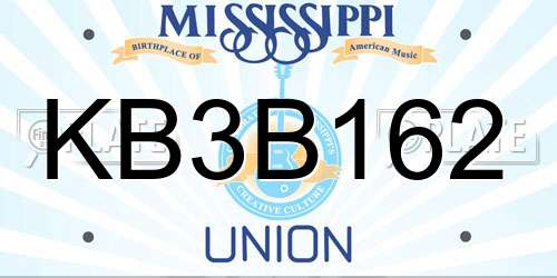 KB3B162 Mississippi License Plate