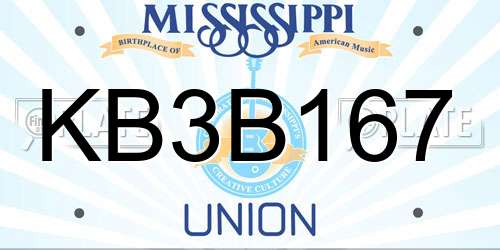 KB3B167 Mississippi License Plate