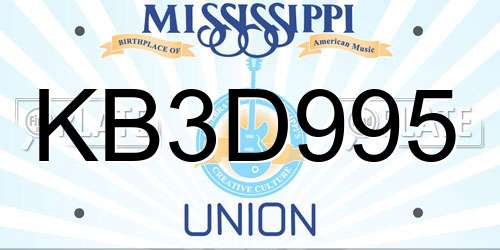 KB3D995 Mississippi License Plate