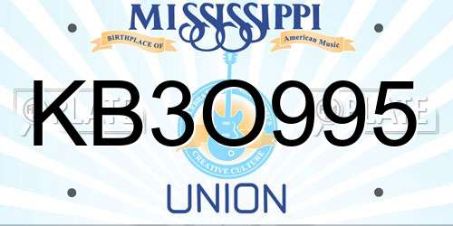 KB3O995 Mississippi License Plate