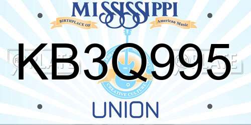 KB3Q995 Mississippi License Plate
