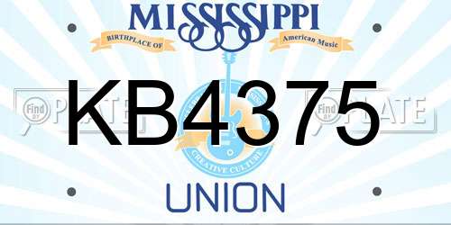 KB4375 Mississippi License Plate
