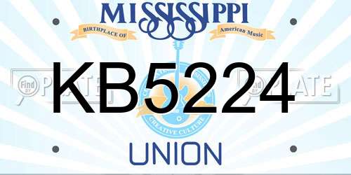 KB5224 Mississippi License Plate