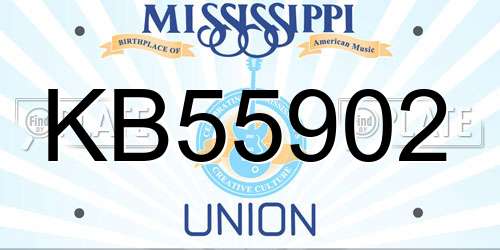 KB55902 Mississippi License Plate