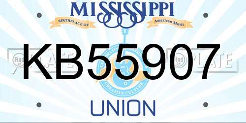 KB55907 Mississippi License Plate