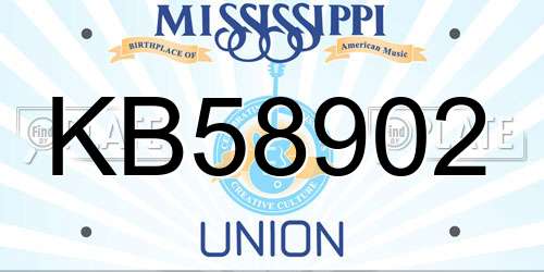 KB58902 Mississippi License Plate