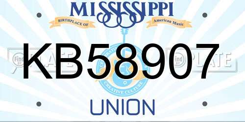 KB58907 Mississippi License Plate