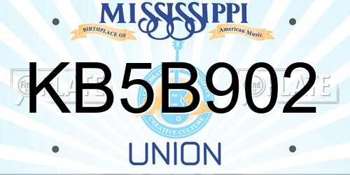 KB5B902 Mississippi License Plate