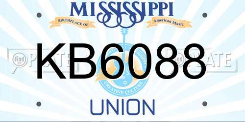KB6088 Mississippi License Plate