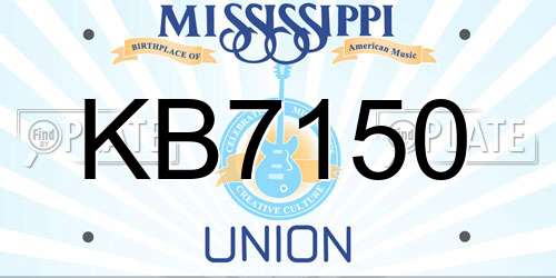 KB7150 Mississippi License Plate