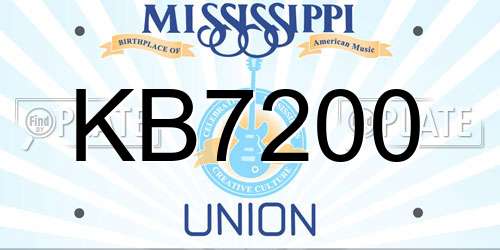 KB7200 Mississippi License Plate
