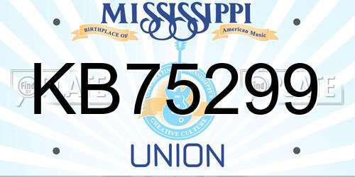 KB75299 Mississippi License Plate