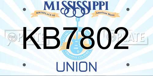 KB7802 Mississippi License Plate