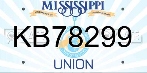 KB78299 Mississippi License Plate