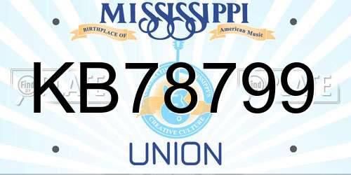 KB78799 Mississippi License Plate