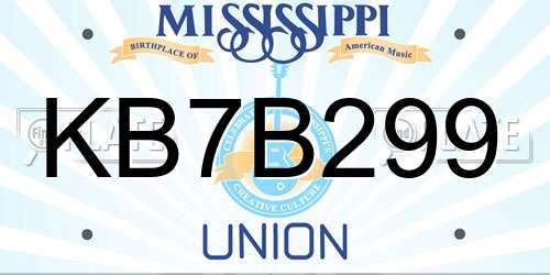 KB7B299 Mississippi License Plate