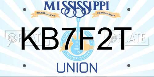 KB7F2T Mississippi License Plate