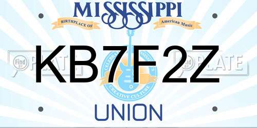 KB7F2Z Mississippi License Plate
