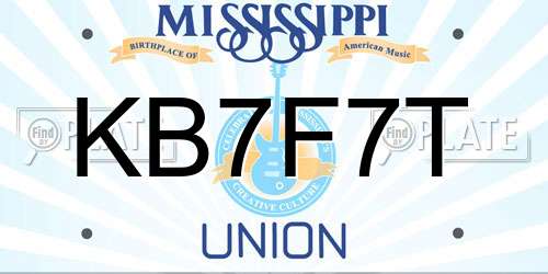 KB7F7T Mississippi License Plate
