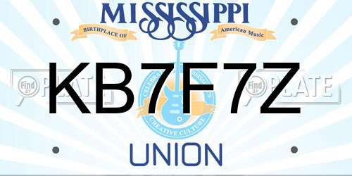 KB7F7Z Mississippi License Plate