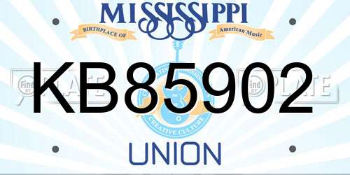 KB85902 Mississippi License Plate