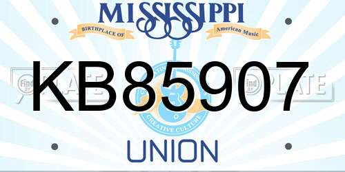 KB85907 Mississippi License Plate
