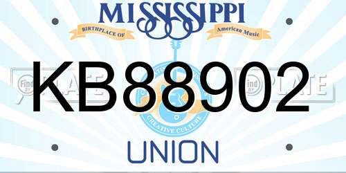 KB88902 Mississippi License Plate
