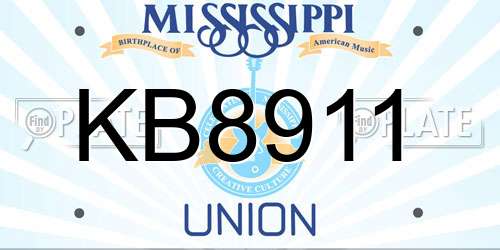 KB8911 Mississippi License Plate