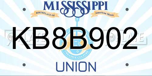 KB8B902 Mississippi License Plate
