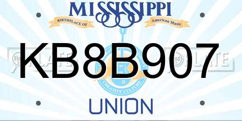 KB8B907 Mississippi License Plate