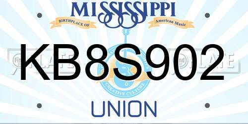 KB8S902 Mississippi License Plate