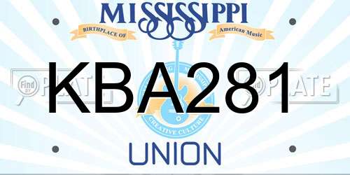 KBA281 Mississippi License Plate