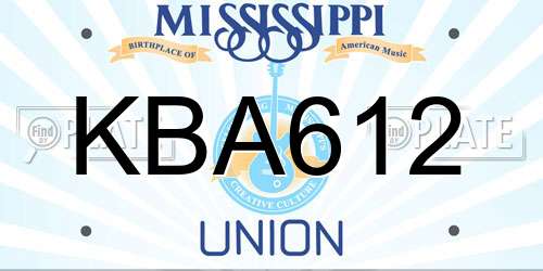KBA612 Mississippi License Plate