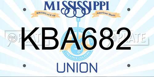 KBA682 Mississippi License Plate