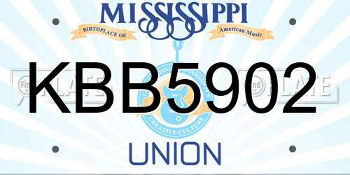 KBB5902 Mississippi License Plate