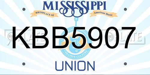 KBB5907 Mississippi License Plate