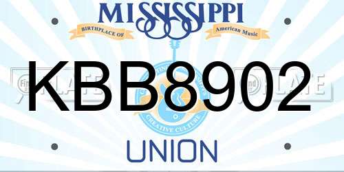 KBB8902 Mississippi License Plate