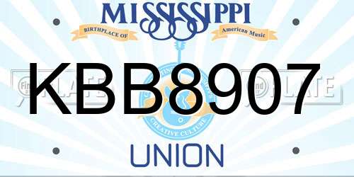 KBB8907 Mississippi License Plate
