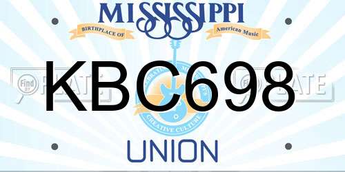 KBC698 Mississippi License Plate