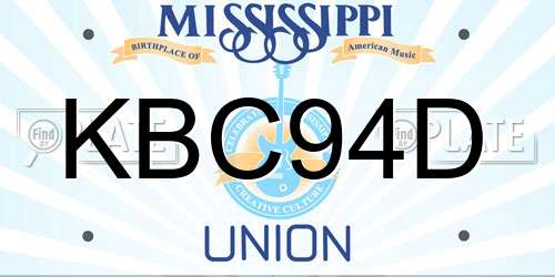 KBC94D Mississippi License Plate