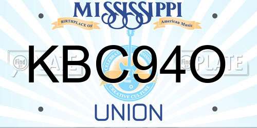 KBC94O Mississippi License Plate
