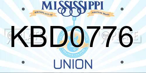 KBD0776 Mississippi License Plate