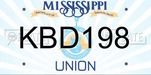 KBD198 Mississippi License Plate